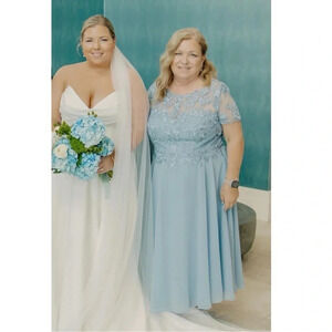 Azazie dusty blue wedding guest dress size 18
